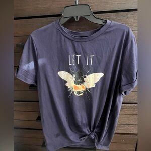 Navy Blue Graphic Tee with Bee Design